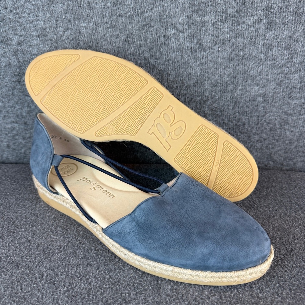 Paul Green Hanna Espadrille Flats Women Size US7.5|5UK Blue Suede NWOT